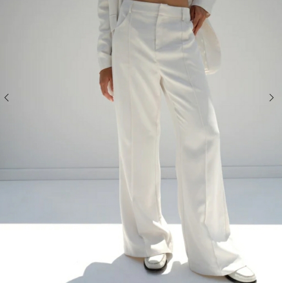 FOR LOVE & LEMONS Shannon Pants Camel Wide Leg Front Seam Knit Trousers Sz S - Picture 3 of 13